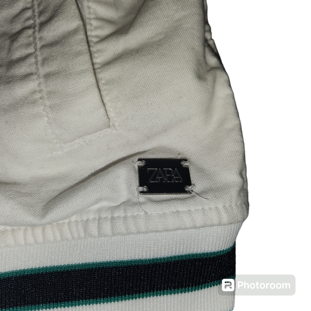 Zara Men's XL White Cotton/Polyester Bomber Jacket (used) - Picture 2 of 4